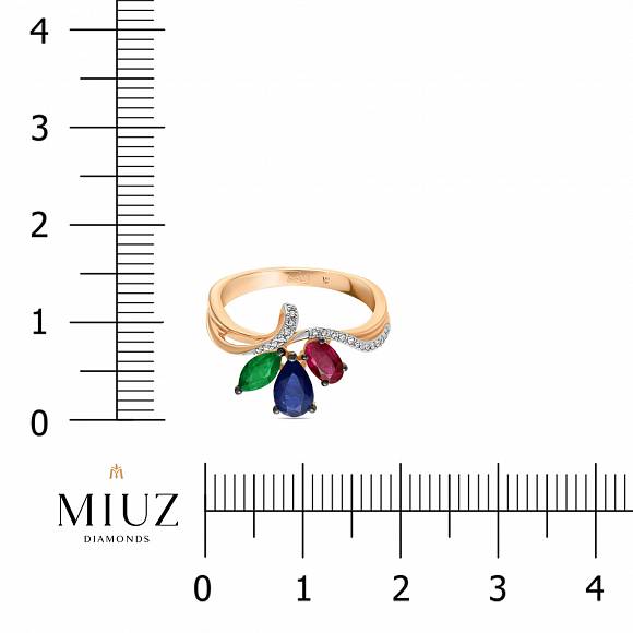 Кольцо с бриллиантами, изумрудом, рубином и сапфиром R2017-R306705ERS-R17 - Фото 2
