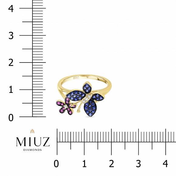 Кольцо с бриллиантами, сапфирами и цветными сапфирами R97-CR2806-SA-PS - Фото 2