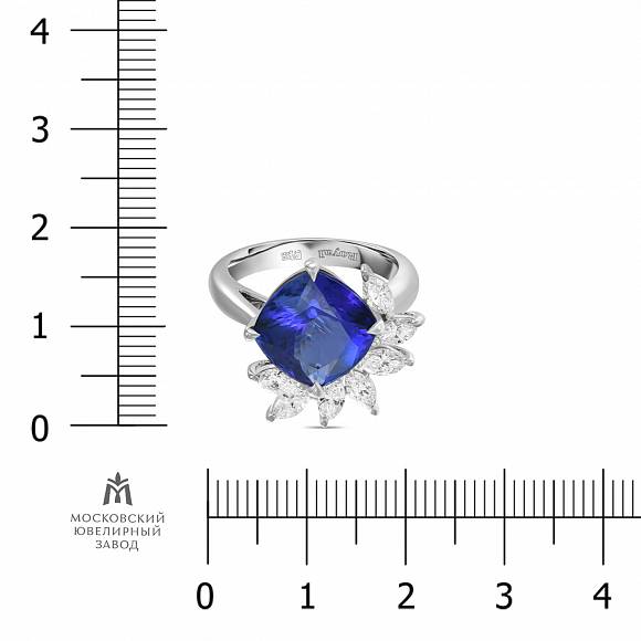 Кольцо с бриллиантами и танзанитом R2022-19081602R - Фото 2