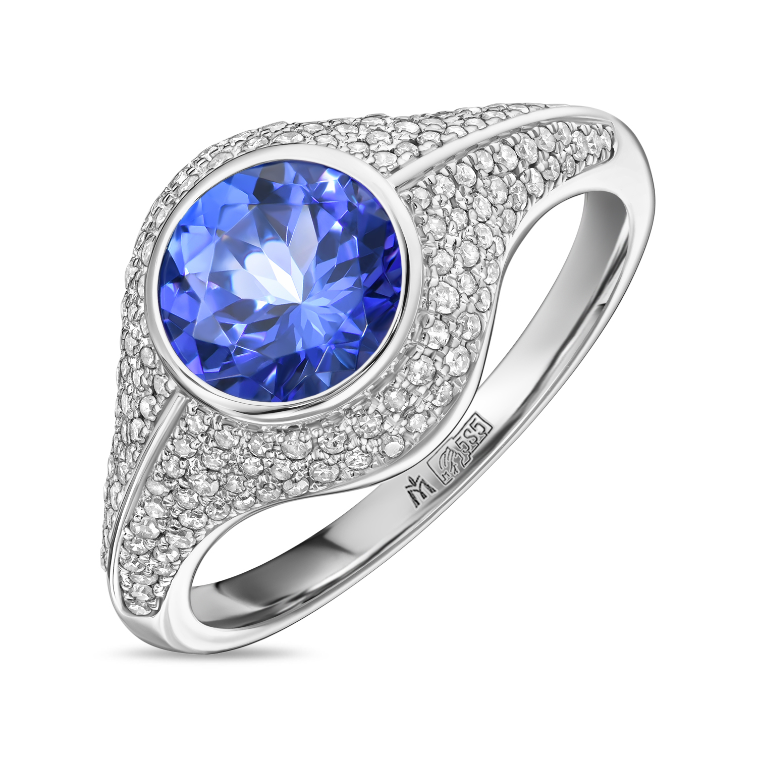 

Кольцо с танзанитом и бриллиантами, Белый, Кольцо с танзанитом и бриллиантами