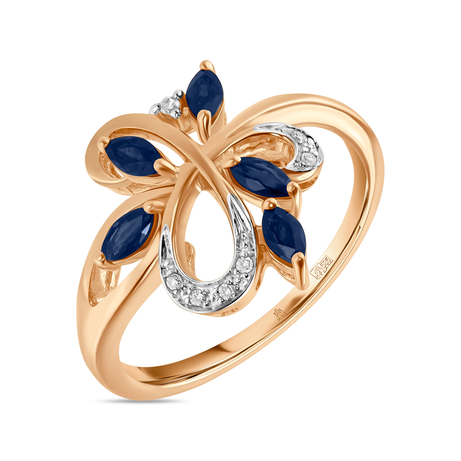 

Кольцо МЮ3, Кольцо с бриллиантами и сапфирами Артикул: R982-LR3832SR17