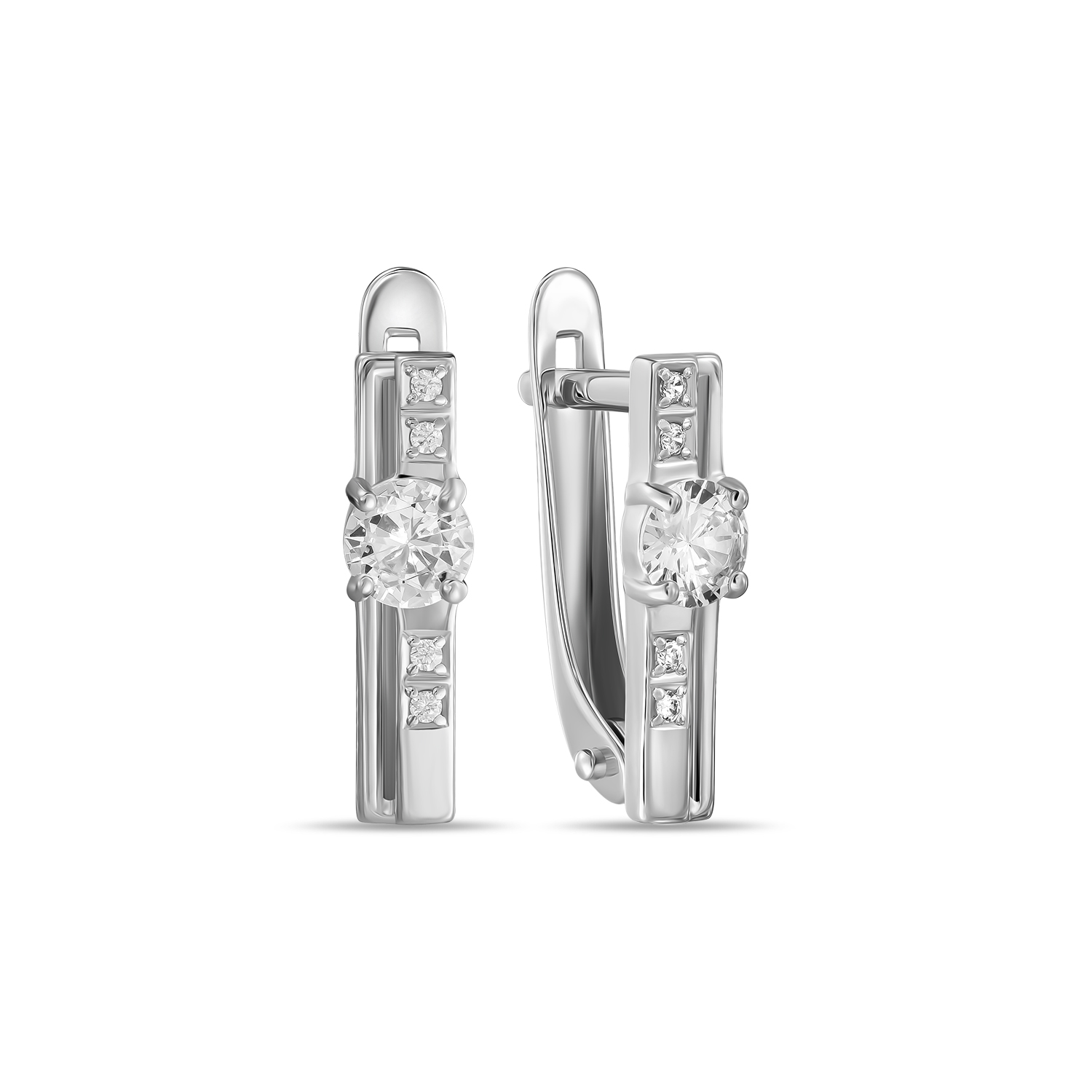 

Серьги с фианитами, Белый, Серьги с фианитами