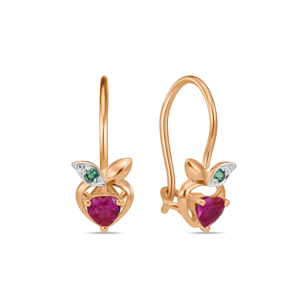 

Серьги с фианитами, Красный, Серьги с фианитами