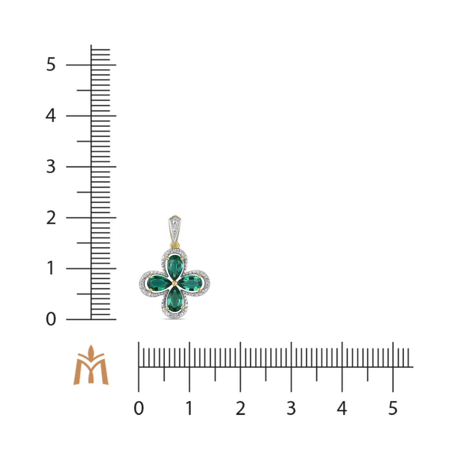 

Подвеска с бриллиантами и гидротермальным изумрудом, Желтый;красный;белый, Подвеска с бриллиантами и гидротермальным изумрудом
