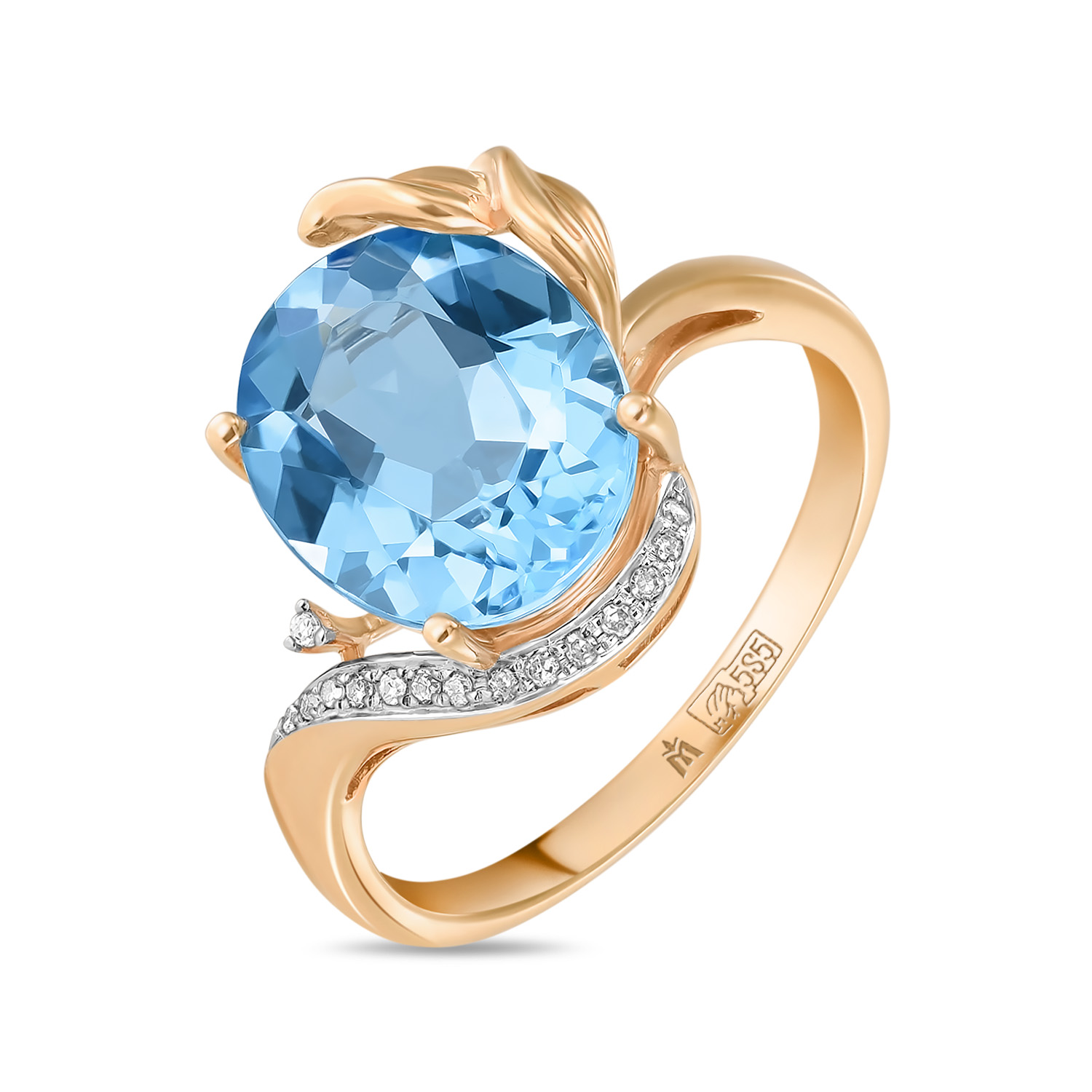 

Кольцо с топазом и бриллиантами, Красный;красно-белый, Кольцо с топазом и бриллиантами