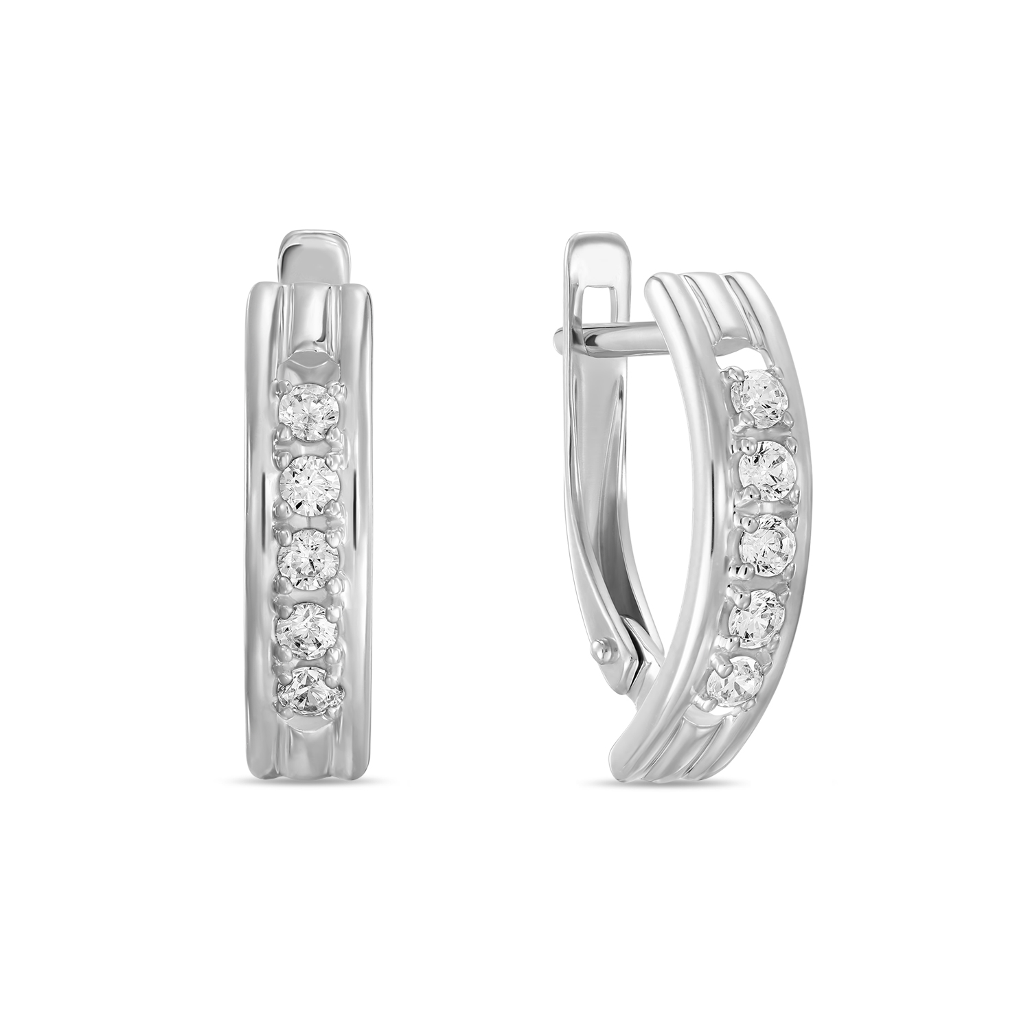 

Серьги с фианитами, Белый, Серьги с фианитами