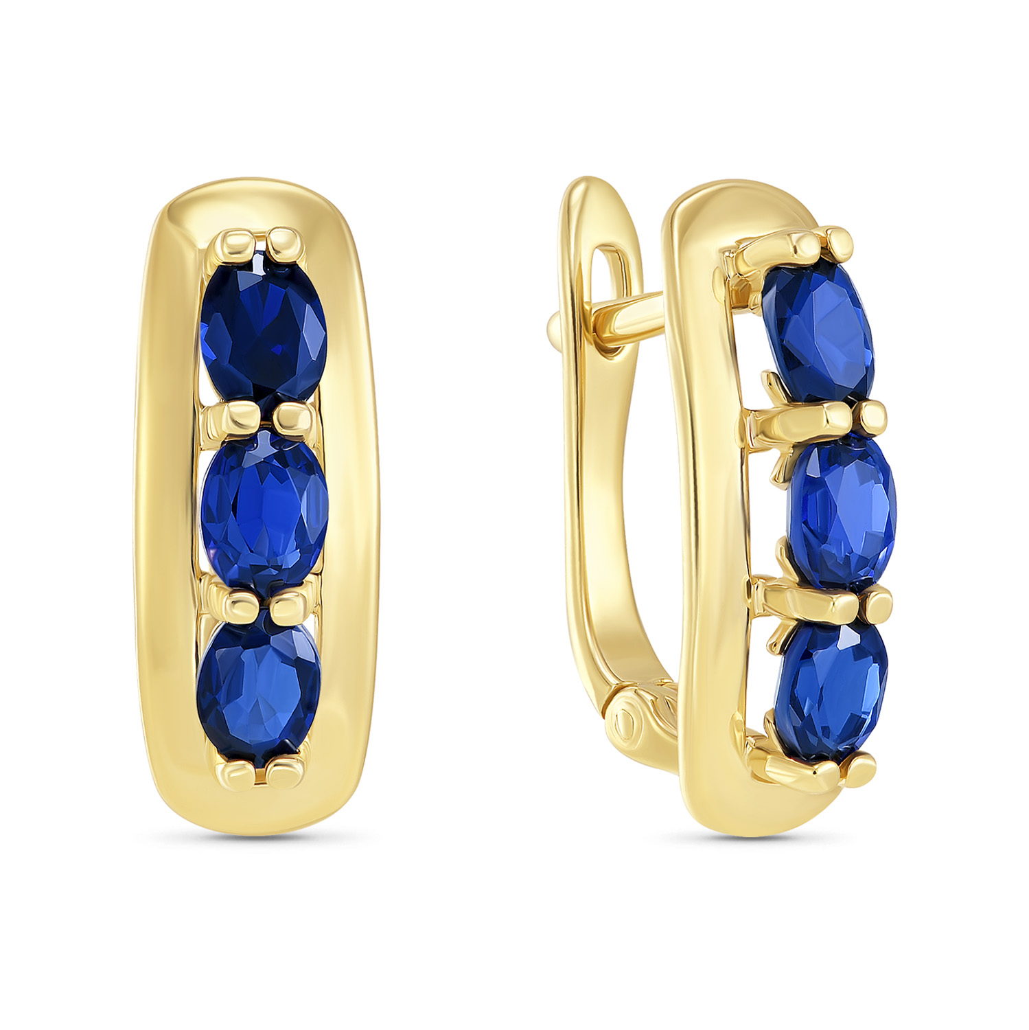 Серьги с выращенным сапфиром Желтый, фото 3