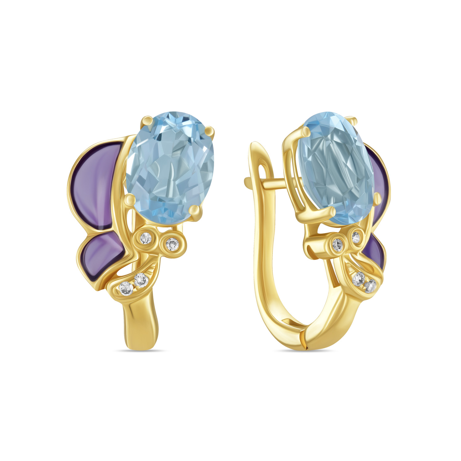 

Серьги с топазом, бриллиантами и эмалью, Желтый, Серьги с топазом, бриллиантами и эмалью