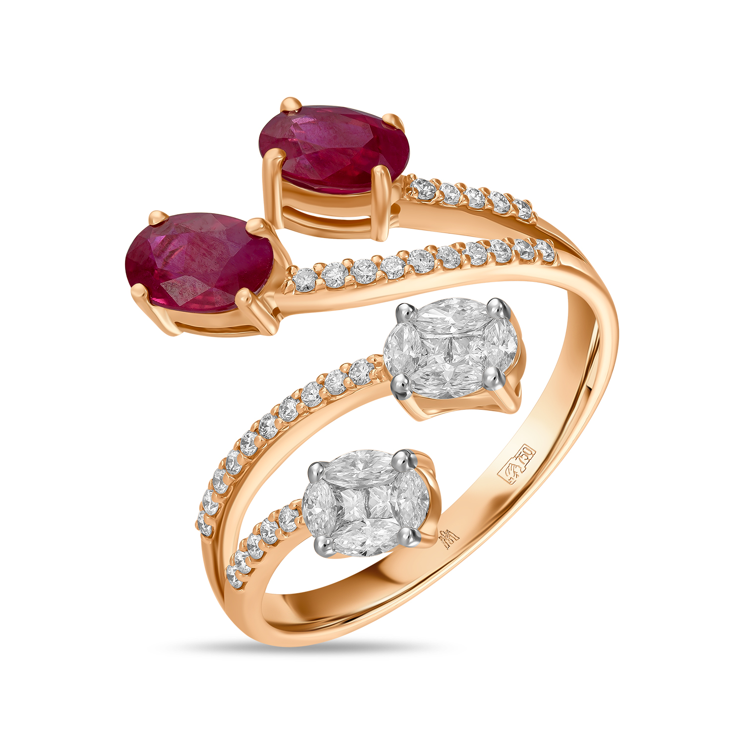 

Кольцо с бриллиантами и рубинами, Красный, Кольцо с бриллиантами и рубинами