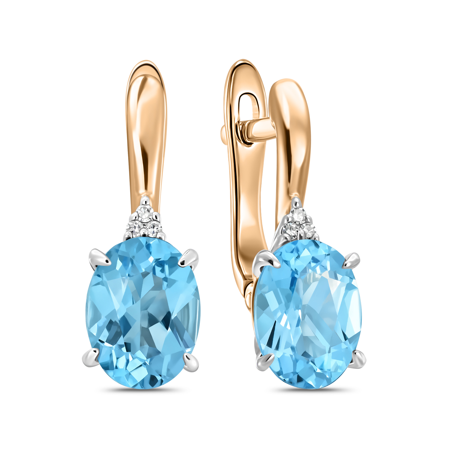 Серьги с топазами и бриллиантами Красный, Желтый, фото 3