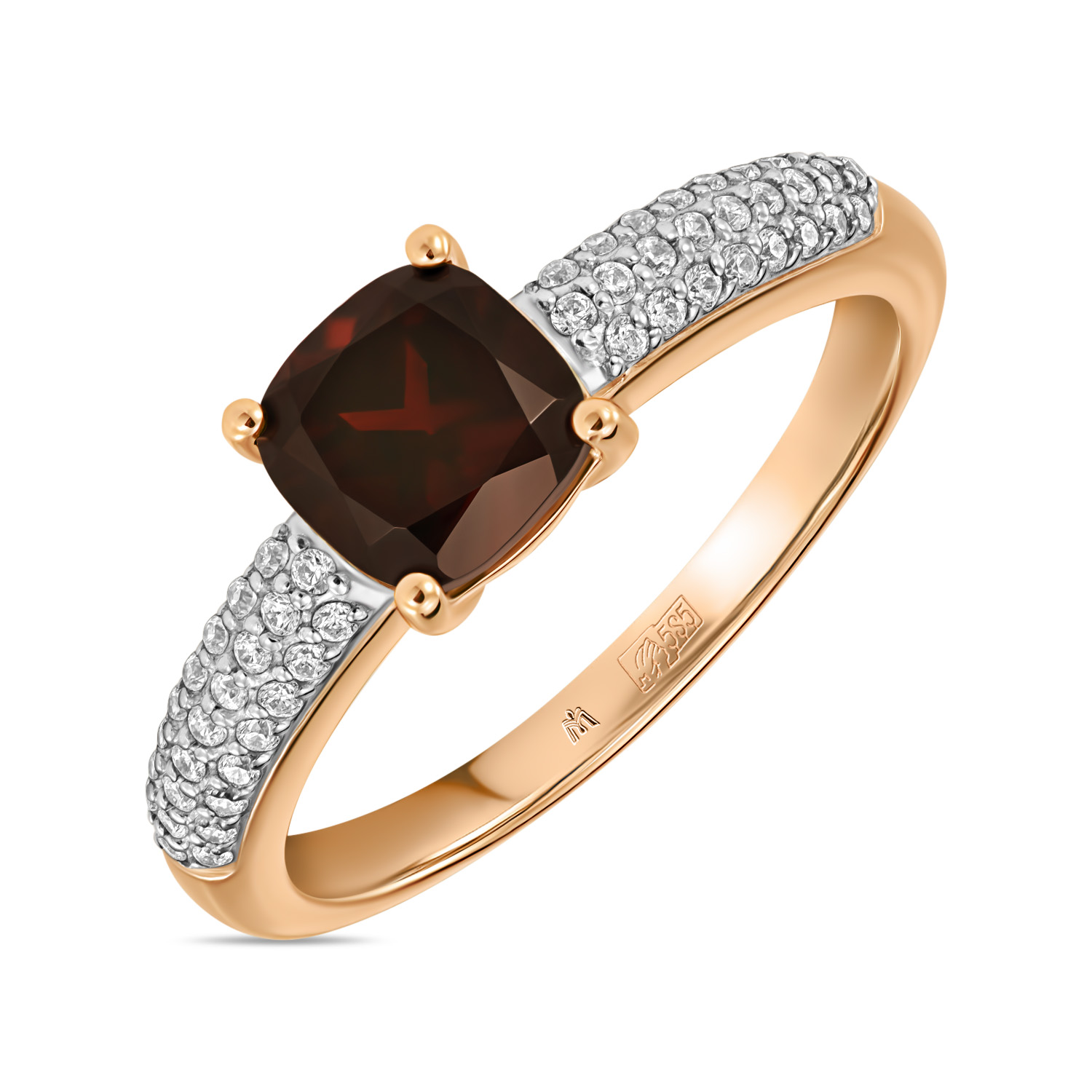 

Кольцо МЮ3, Кольцо с гранатом и фианитами Артикул: R01-35293-GR
