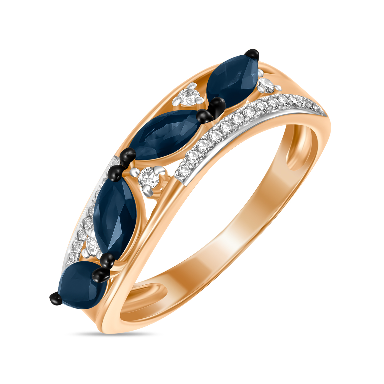 

Кольцо МЮ3, Кольцо с бриллиантами и сапфирами Артикул: R2017-R306124SAP-R17