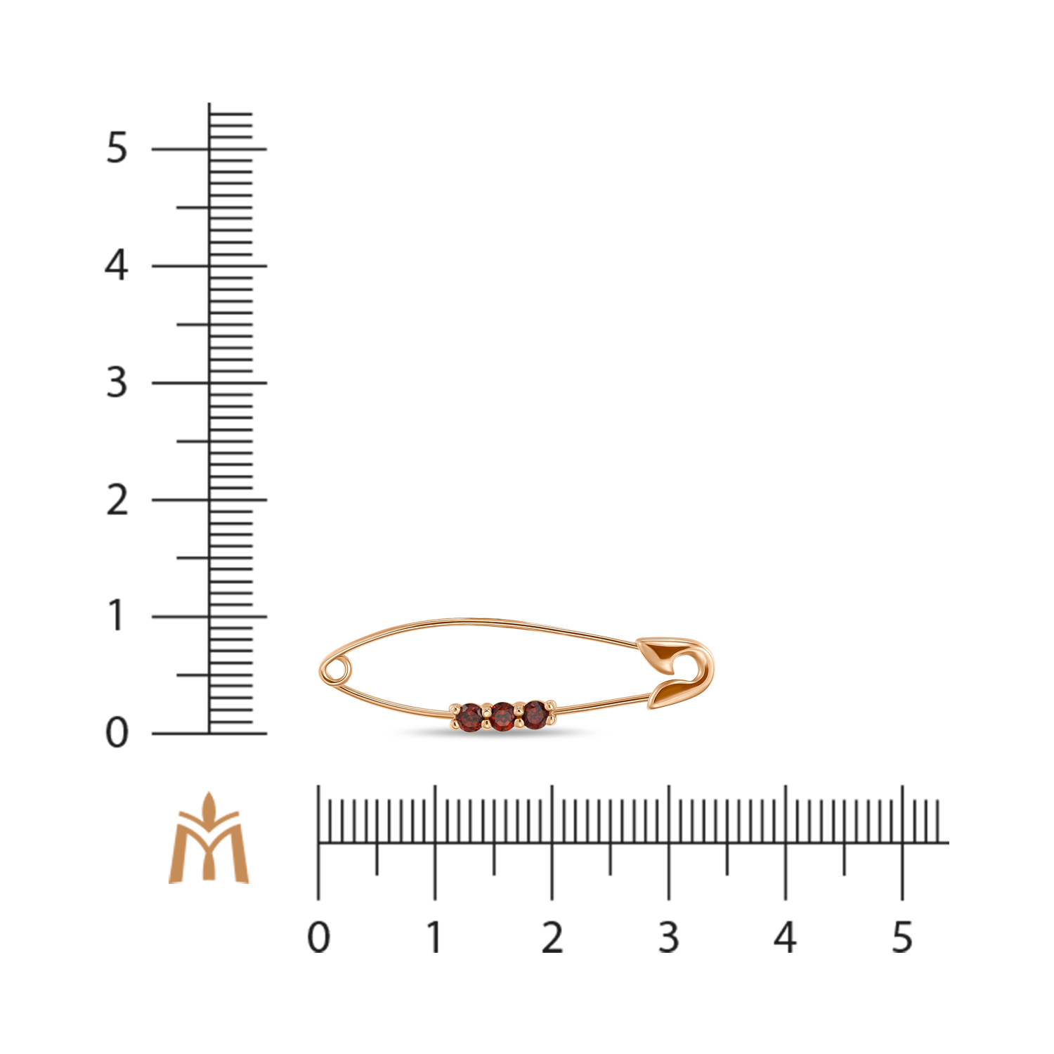 Брошь с гранатами Красный, фото 2