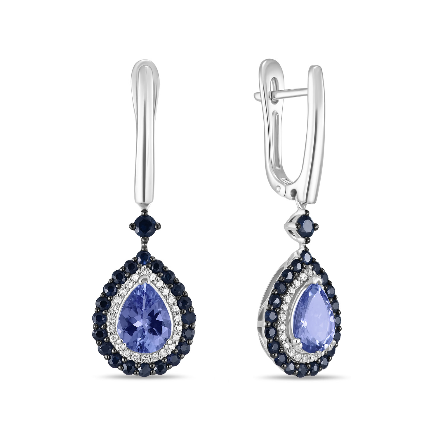 

Серьги с бриллиантами, сапфирами и танзанитами, Белый, Серьги с бриллиантами, сапфирами и танзанитами