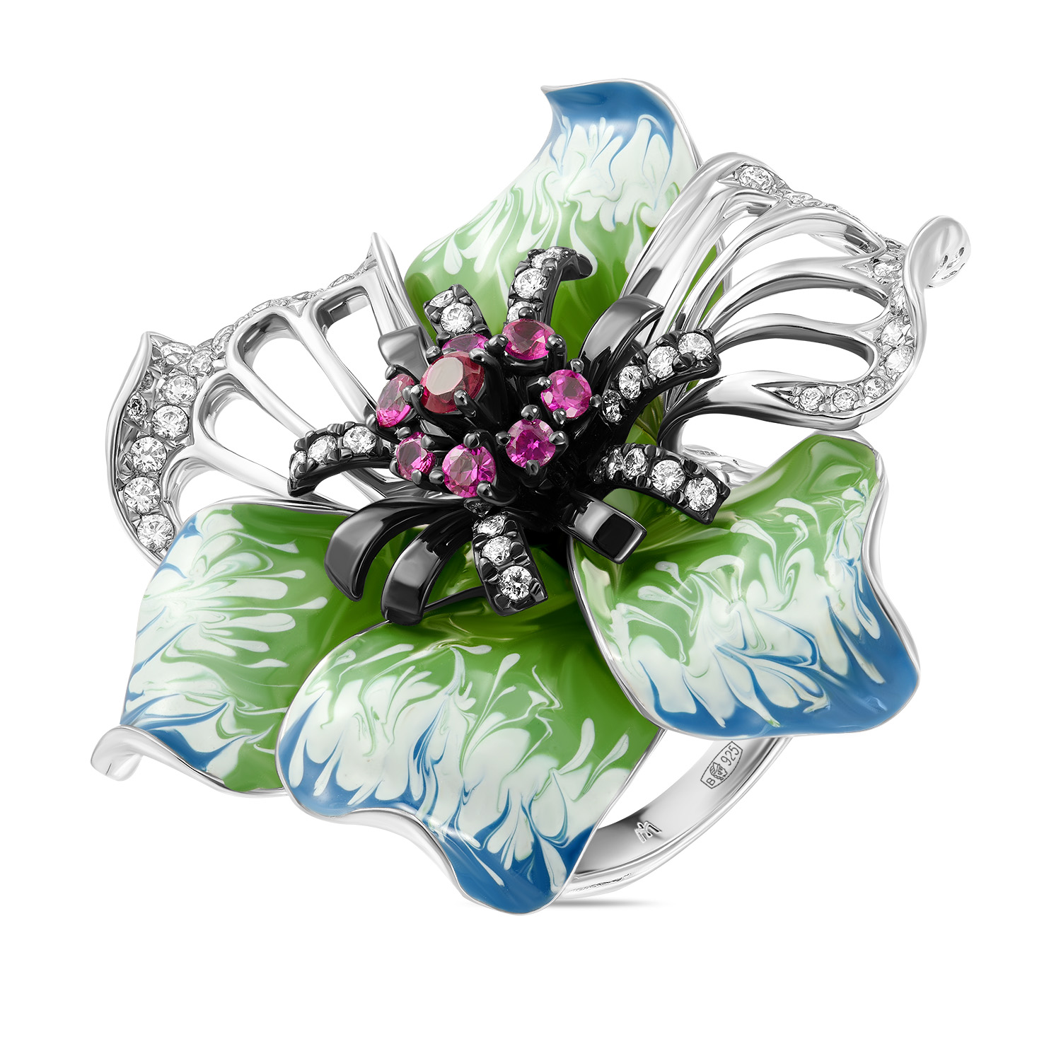 

Кольцо МЮ3, Кольцо с эмалью, рубином и фианит Артикул: R152-SR0986-CRU