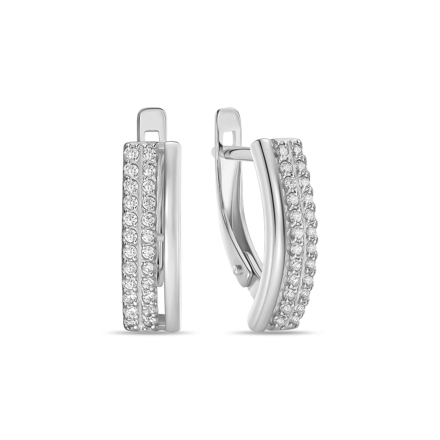 

Серьги с фианитами, Белый, Серьги с фианитами