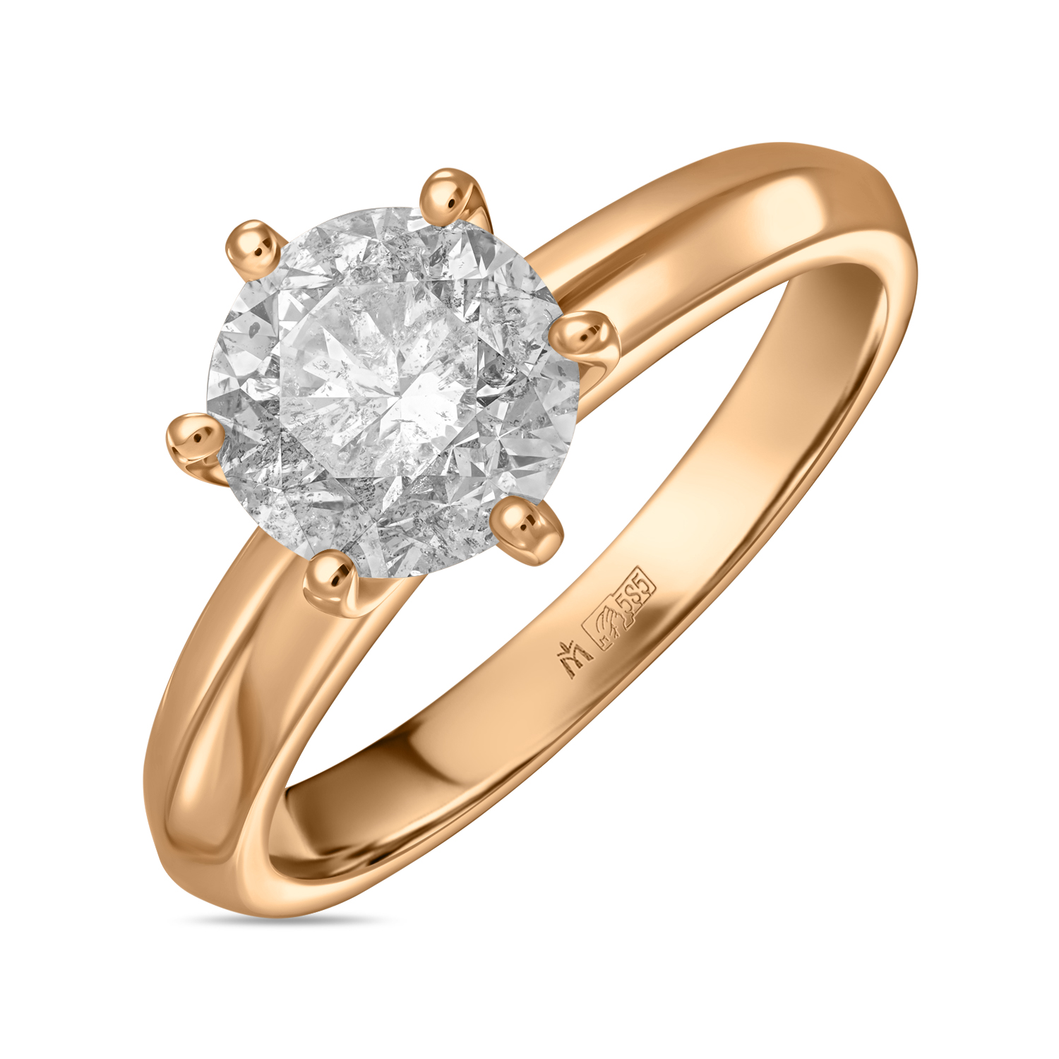 

Кольцо с бриллиантом, Желтый, Кольцо с бриллиантом