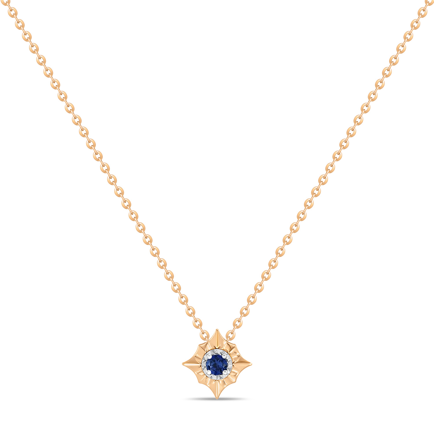 Колье с сапфиром и бриллиантом Белый, Красный, фото 5