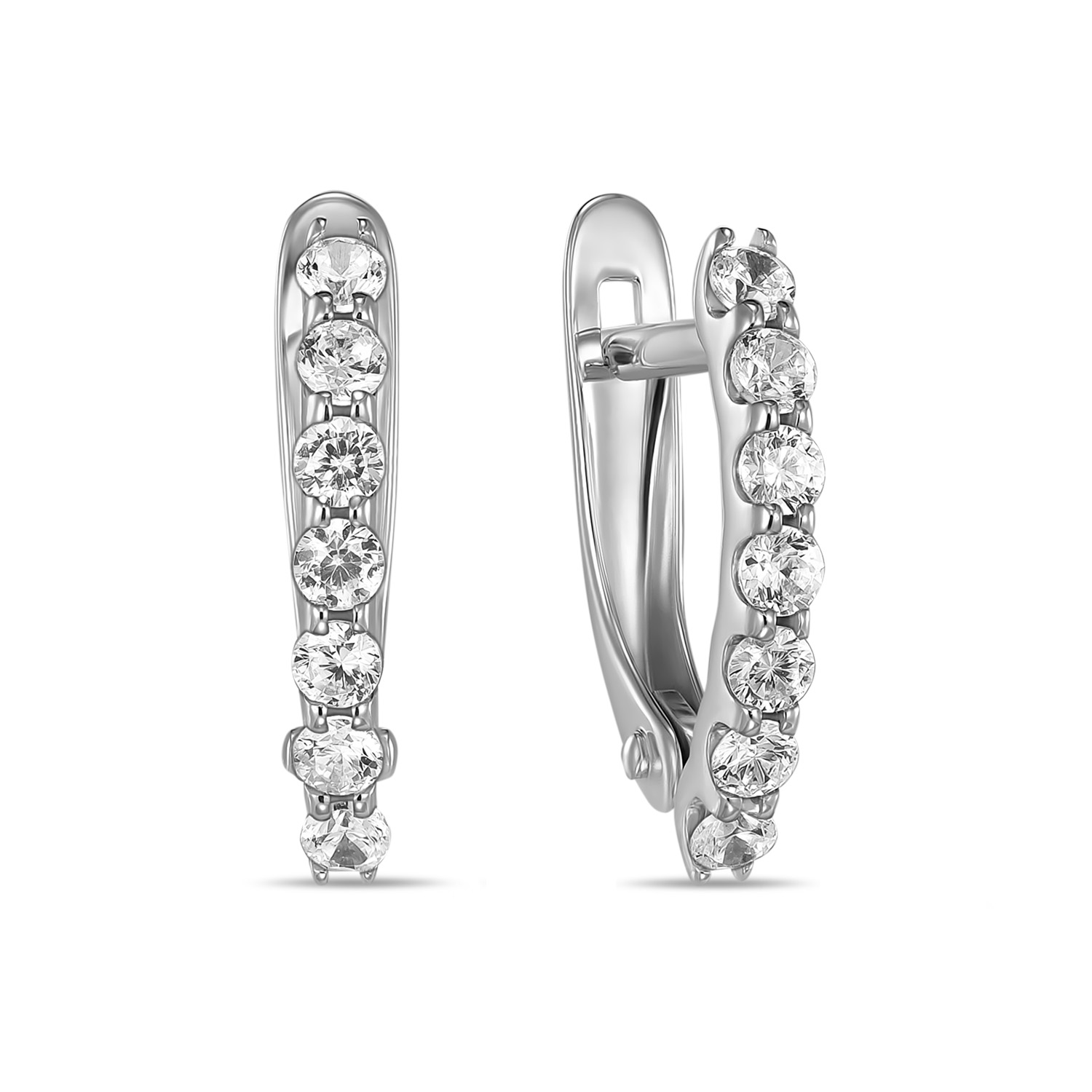 

Серьги с фианитами, Белый, Серьги с фианитами