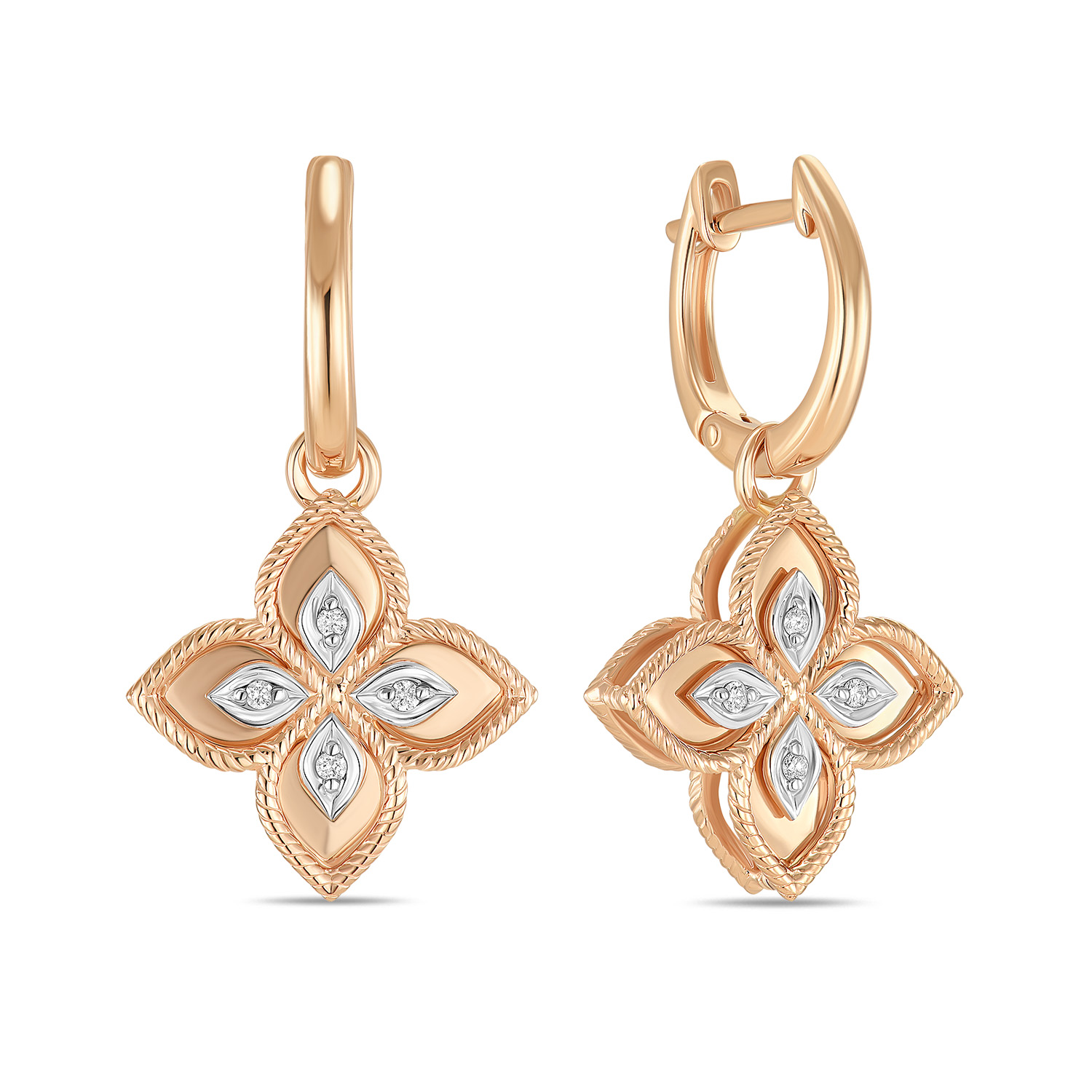 

Серьги с бриллиантами, Желтый;красный;белый, Серьги с бриллиантами