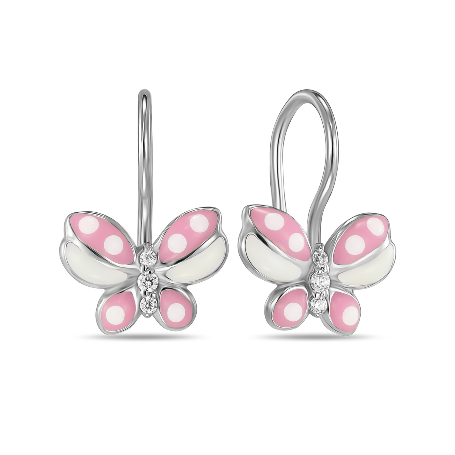 

Серьги с эмалью и фианитами, Красный, Серьги с эмалью и фианитами