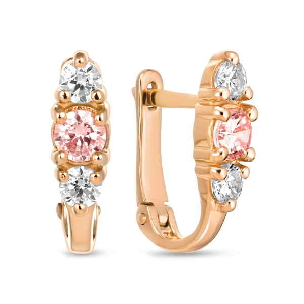 

Серьги с фианитами, Красный, Серьги с фианитами