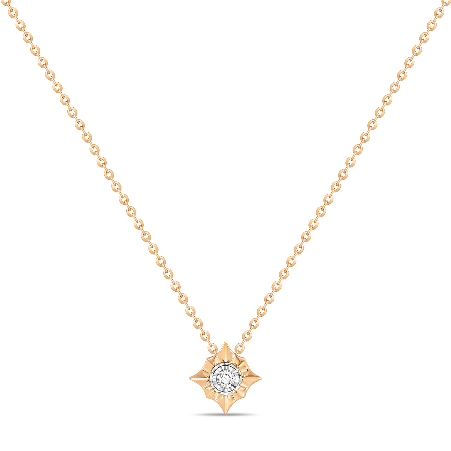 Колье с сапфиром и бриллиантом Белый, Красный, фото 3