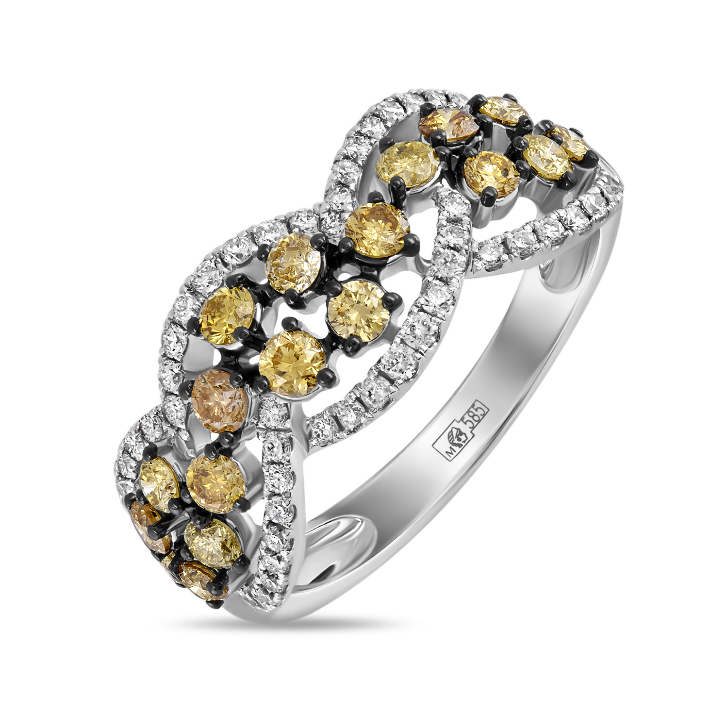 

Кольцо с бриллиантами и цветными бриллиантами, Белый, Кольцо с бриллиантами и цветными бриллиантами