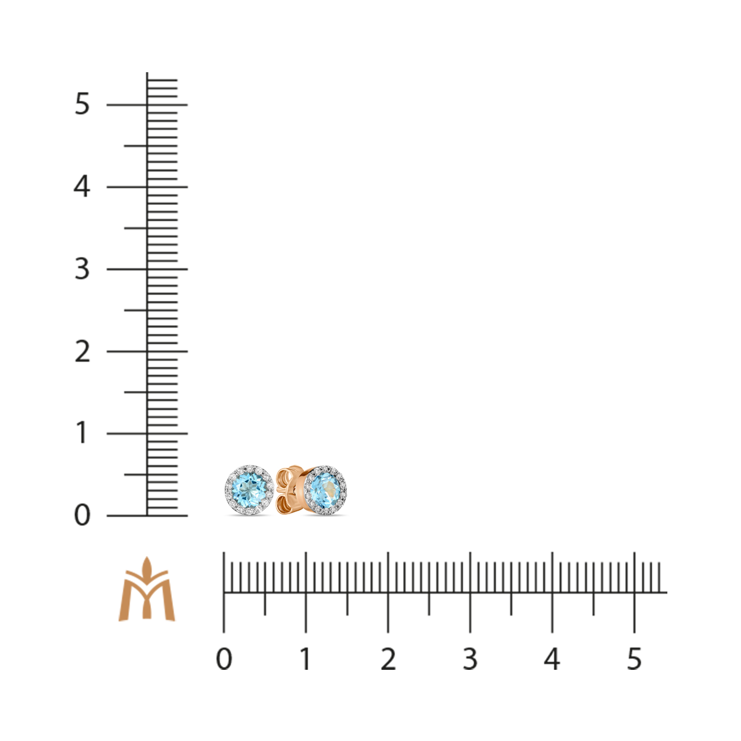 Серьги с топазами и бриллиантами Красный, фото 2