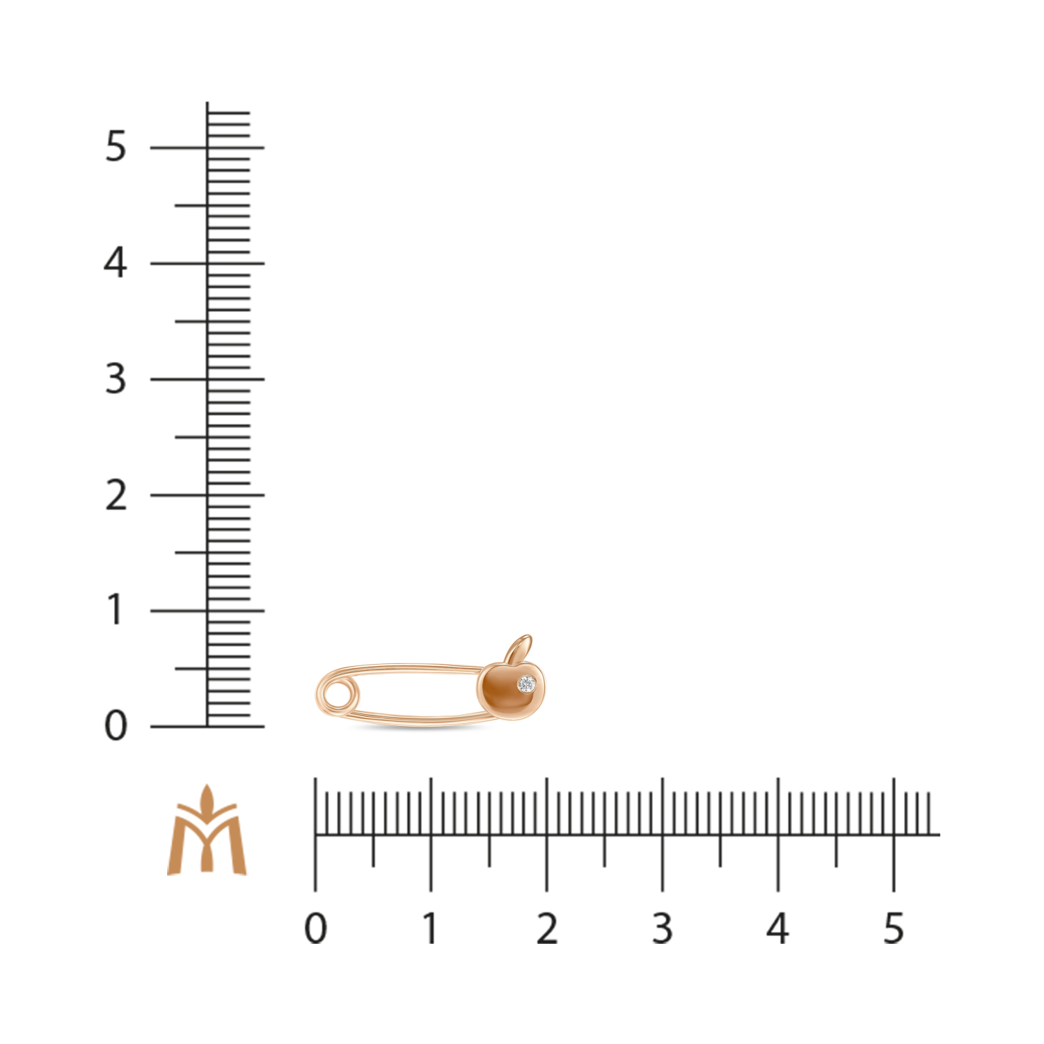 Брошь с фианитом Желтый, Красный, фото 2