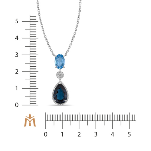 Колье с топазом, бриллиантами и лондон топазом