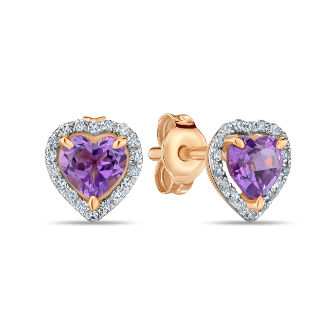 Серьги с аметистами и бриллиантами - фото 1