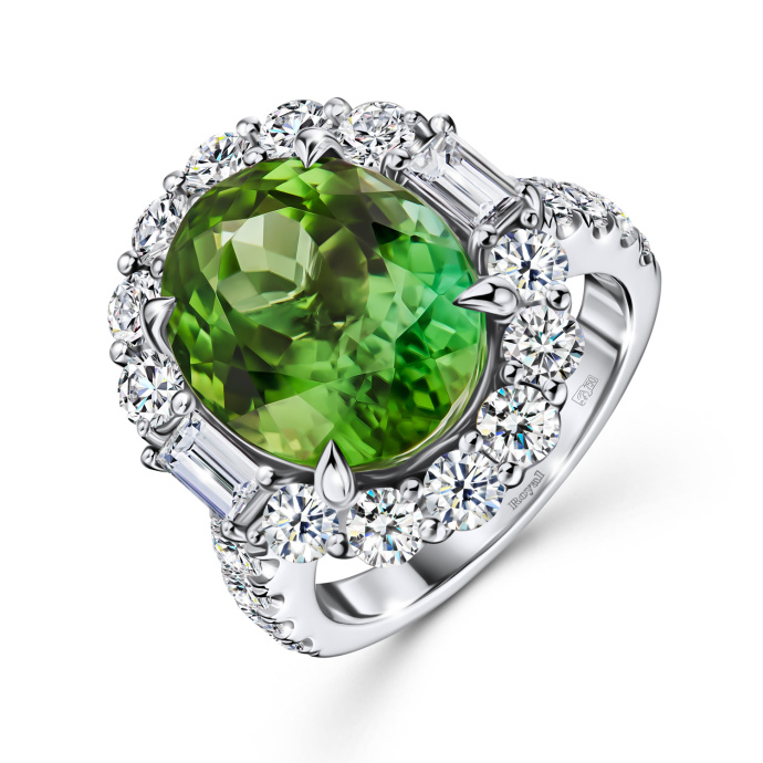 Кольцо с бриллиантами и турмалином - фото 1