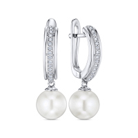 Серьги с бриллиантами и жемчугом - фото 1