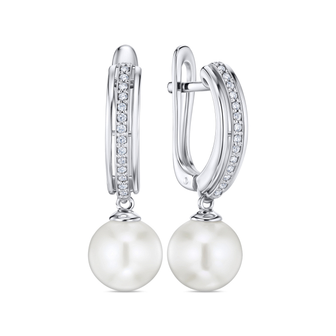 Серьги с бриллиантами и жемчугом - фото 1