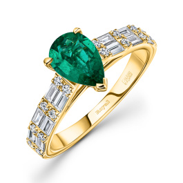 Кольцо с бриллиантами и изумрудом