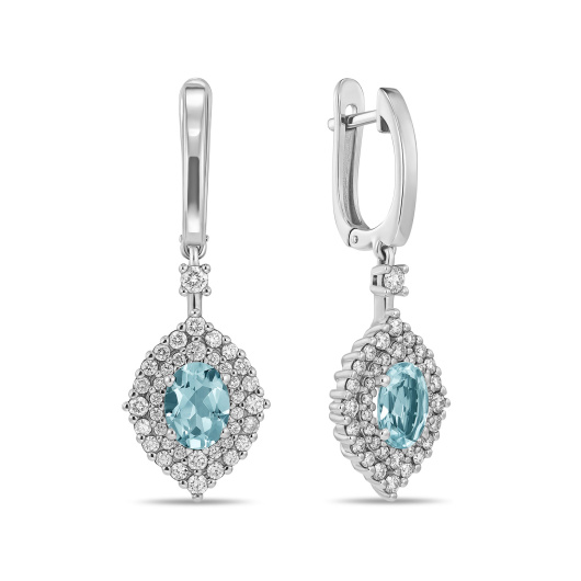 Серьги с аквамаринами и бриллиантами