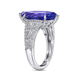 Кольцо с бриллиантами и танзанитом