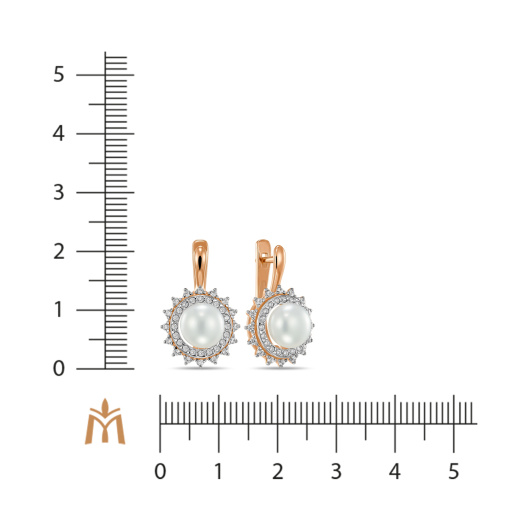 Серьги с жемчугом и фианитами