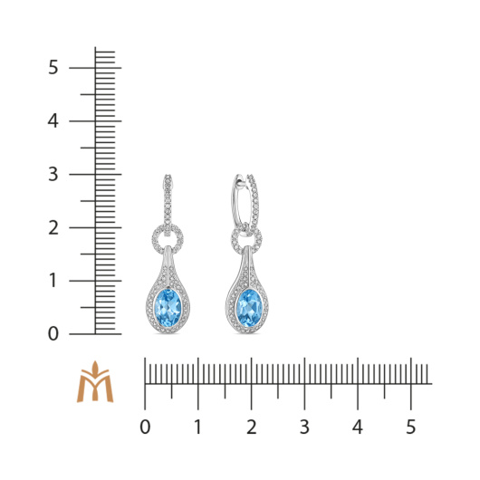 Серьги с топазами и бриллиантами