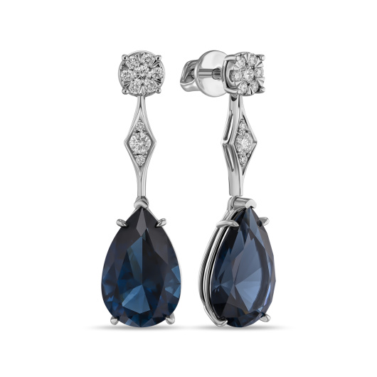 Серьги с бриллиантами и лондон топазом