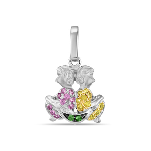 Подвеска с гранатами и цветными сапфирами