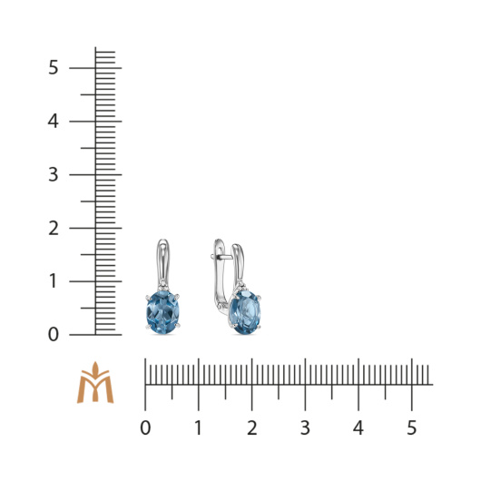Серьги с бриллиантами и лондон топазом