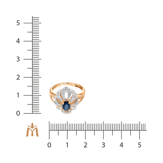 Кольцо с сапфиром и фианитом