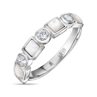 Кольцо с перламутром и фианитами - фото 1 Кольцо с перламутром и фианитами - фото 1