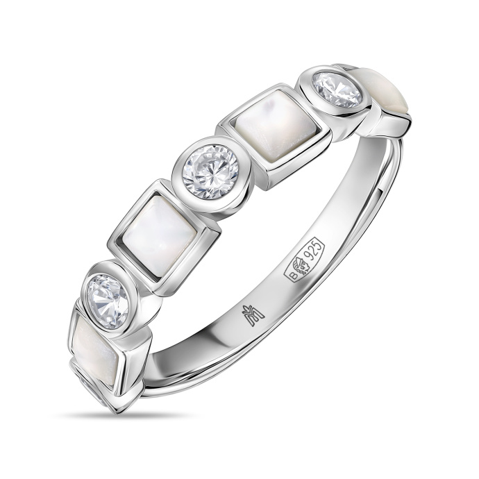 Кольцо с перламутром и фианитами - фото 1 Кольцо с перламутром и фианитами - фото 1