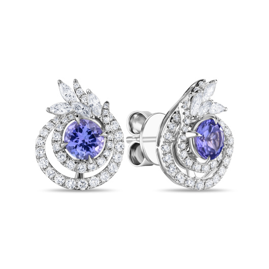 Серьги с бриллиантами и танзанитами
