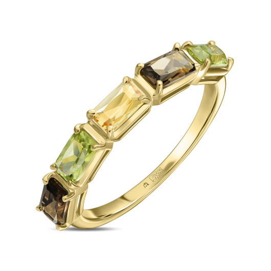 Кольцо с хризолитами, цитрином и топазами