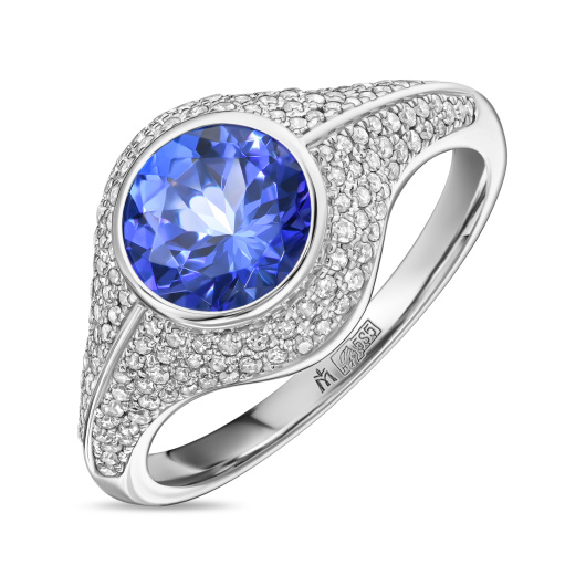 Кольцо с бриллиантами и танзанитом