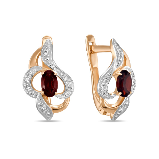 Серьги с гранатами и фианитом